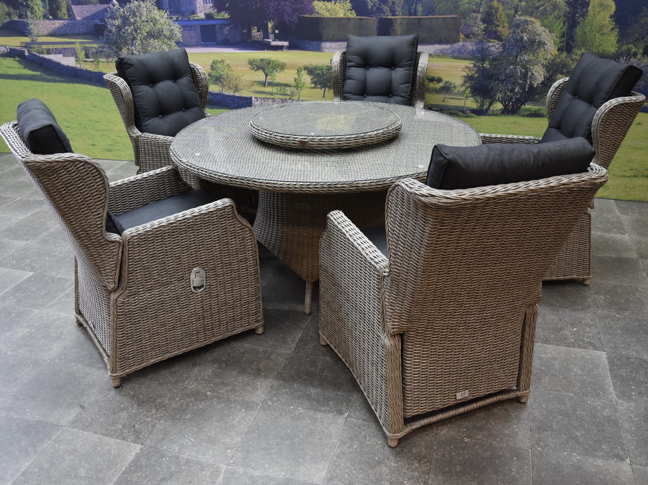 AVH-Collectie Ibiza Riccione dining tuinset 150 cm rond 7-delig grijs verstelbaar AVH-Collectie Ibiza Riccione dining tuinset 150 cm rond 7-delig grijs verstelbaar