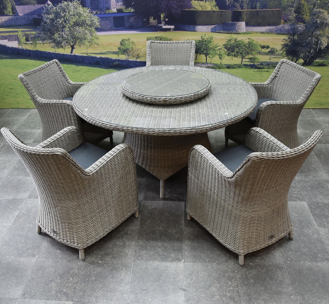 AVH-Collectie Bilbao Riccione dining tuinset 150 cm rond 7-delig grijs AVH-Collectie Bilbao Riccione dining tuinset 150 cm rond 7-delig grijs