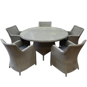 AVH-Collectie Bilbao Riccione dining tuinset 150 cm rond 6-delig grijs