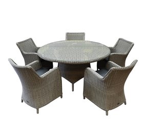 AVH-Collectie Bilbao Riccione dining tuinset 150 cm rond 6-delig grijs AVH-Collectie Bilbao Riccione dining tuinset 150 cm rond 6-delig grijs