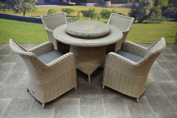 AVH-Collectie Bilbao Riccione dining tuinset 110 cm rond 6-delig grijs AVH-Collectie Bilbao Riccione dining tuinset 110 cm rond 6-delig grijs