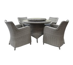 AVH-Collectie Bilbao Riccione dining tuinset 110 cm rond 6-delig grijs AVH-Collectie Bilbao Riccione dining tuinset 110 cm rond 6-delig grijs