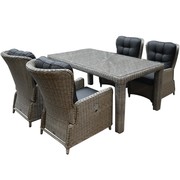 AVH-Collectie Marina Bergamo dining tuinset 180x100xH76 cm 5-delig grijs verstelbaar