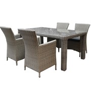 AVH-Collectie Capri Bergamo dining tuinset 180x100xH76 cm 5-delig grijs