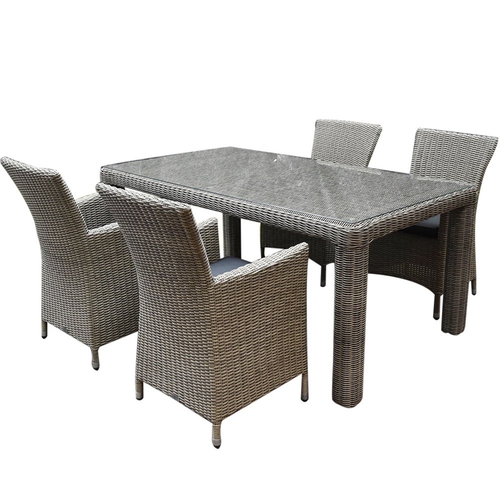 AVH-Collectie Capri Bergamo dining tuinset 180x100xH76 cm 5-delig grijs AVH-Collectie Capri Bergamo dining tuinset 180x100xH76 cm 5-delig grijs