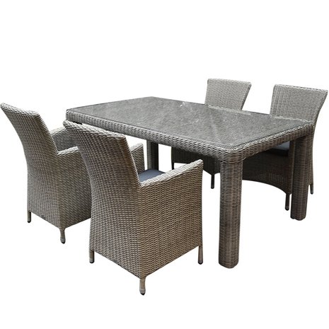AVH-Collectie Capri Bergamo dining tuinset 180x100xH76 cm 5-delig grijs AVH-Collectie Capri Bergamo dining tuinset 180x100xH76 cm 5-delig grijs