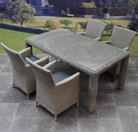 AVH-Collectie Capri Bergamo dining tuinset 180x100xH76 cm 5-delig grijs AVH-Collectie Capri Bergamo dining tuinset 180x100xH76 cm 5-delig grijs