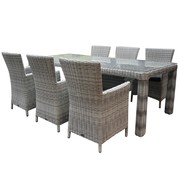 AVH-Collectie Capri Bergamo dining tuinset 240x100xH75 cm 7-delig wit
