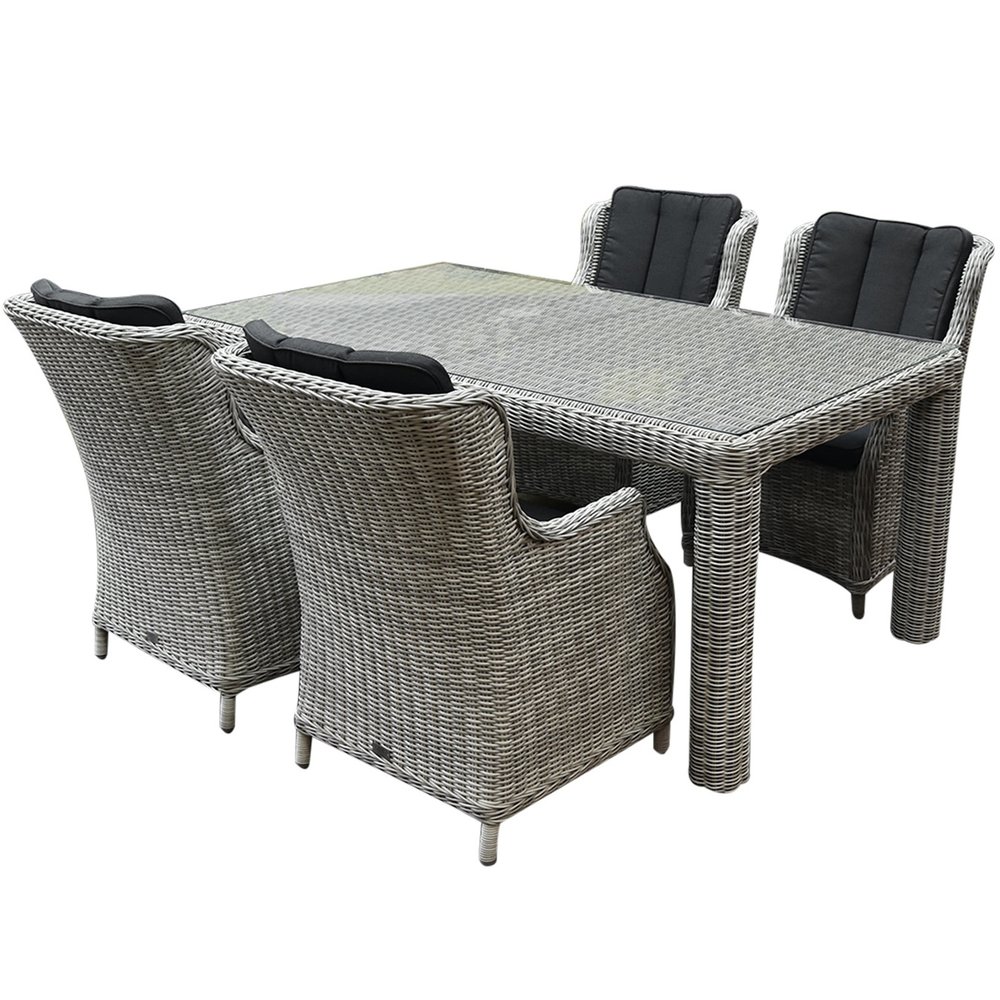 AVH-Collectie Darwin Bergamo dining tuinset 180x100xH75 cm 5-delig wit AVH-Collectie Darwin Bergamo dining tuinset 180x100xH75 cm 5-delig wit