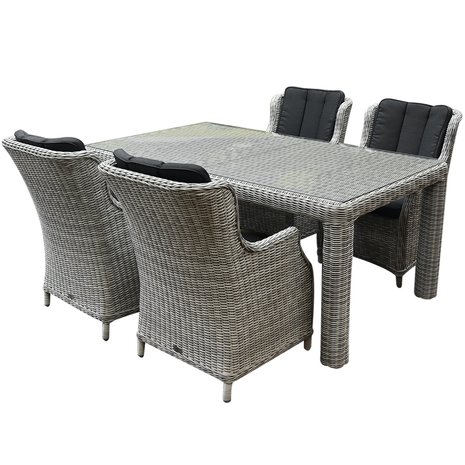 AVH-Collectie Darwin Bergamo dining tuinset 180x100xH75 cm 5-delig wit