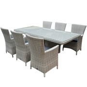 AVH-Collectie Capri Menorca dining tuinset 220x100xH75 cm 7-delig wit/grijs
