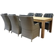 AVH-Collectie Darwin Krista dining tuinset 240x100xH77,5 cm 7-delig grijs
