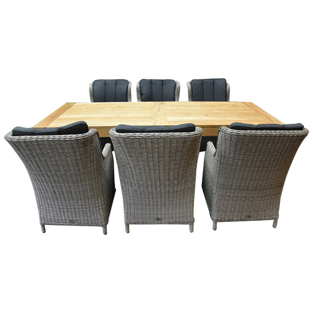 AVH-Collectie Darwin Krista dining tuinset 240x100xH77,5 cm 7-delig grijs AVH-Collectie Darwin Krista dining tuinset 240x100xH77,5 cm 7-delig grijs