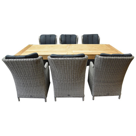 AVH-Collectie Darwin Krista dining tuinset 240x100xH77,5 cm 7-delig grijs AVH-Collectie Darwin Krista dining tuinset 240x100xH77,5 cm 7-delig grijs