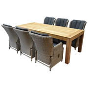 AVH-Collectie Darwin Krista dining tuinset 240x100xH77,5 cm verstelbaar grijs