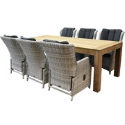 AVH-Collectie Darwin Krista dining tuinset 240x100xH77,5 cm verstelbaar wit