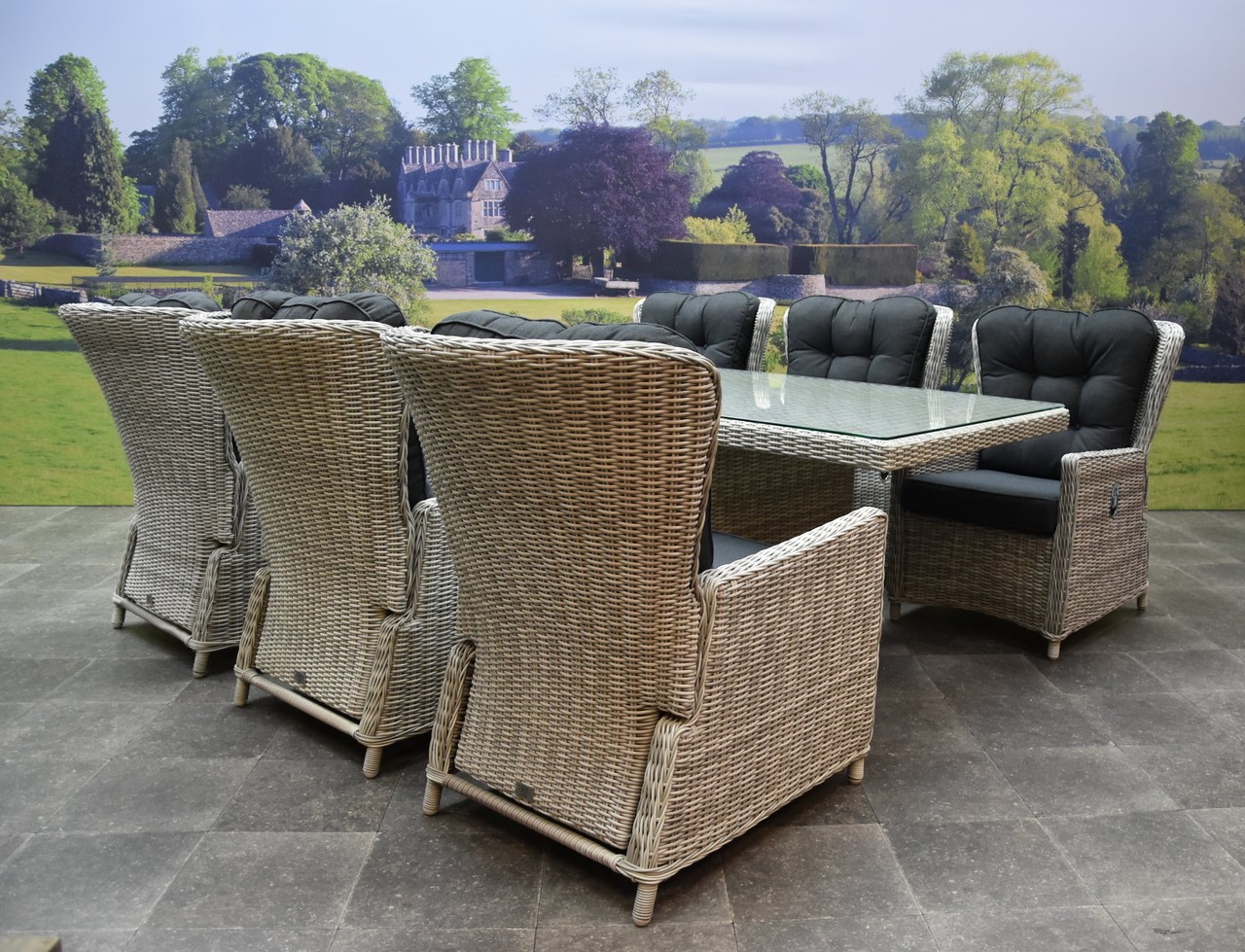 AVH-Collectie Marina lounge Bergamo dining tuinset 240x100xH75 cm 7-delig verstelbaar wit AVH-Collectie Marina lounge Bergamo dining tuinset 240x100xH75 cm 7-delig verstelbaar wit