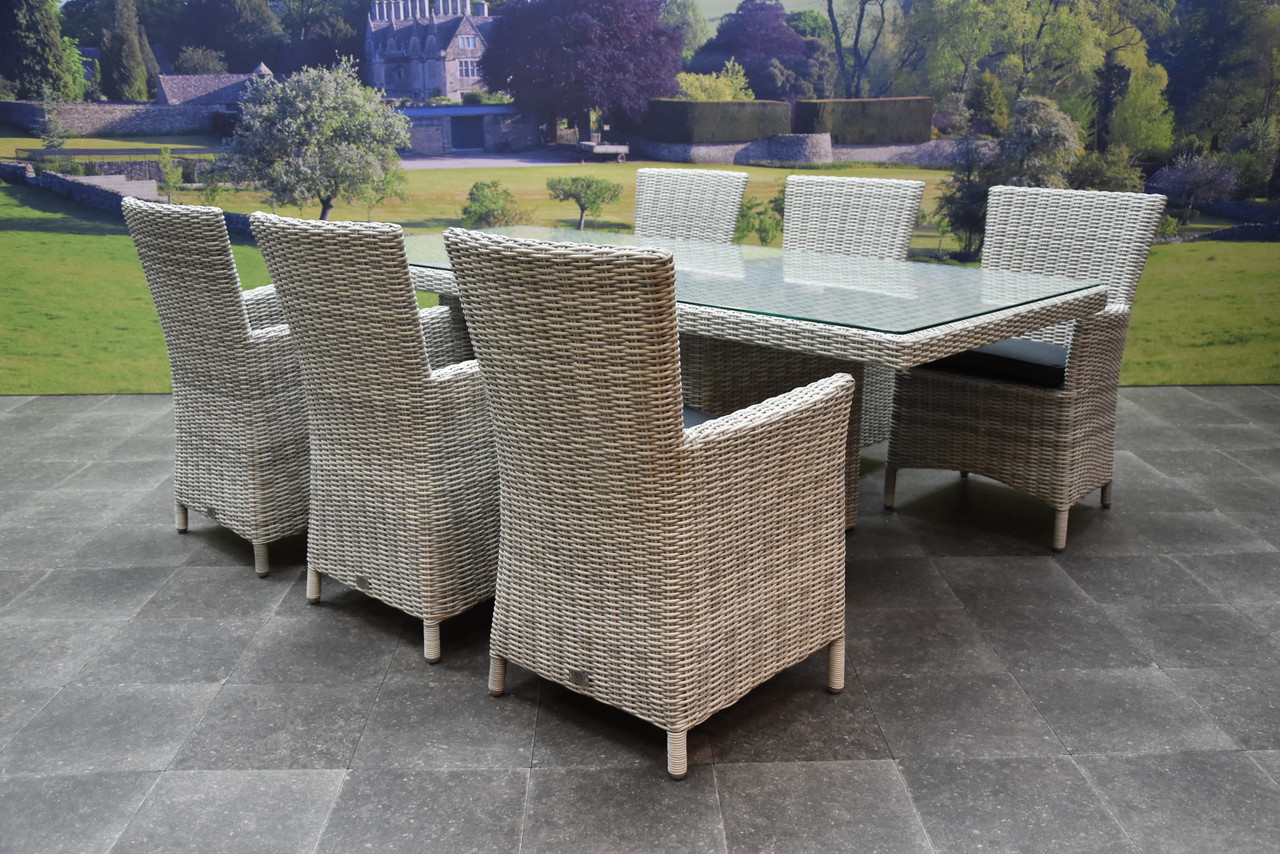 AVH-Collectie Capri Bergamo dining tuinset 240x100xH75 cm 7-delig wit AVH-Collectie Capri Bergamo dining tuinset 240x100xH75 cm 7-delig wit