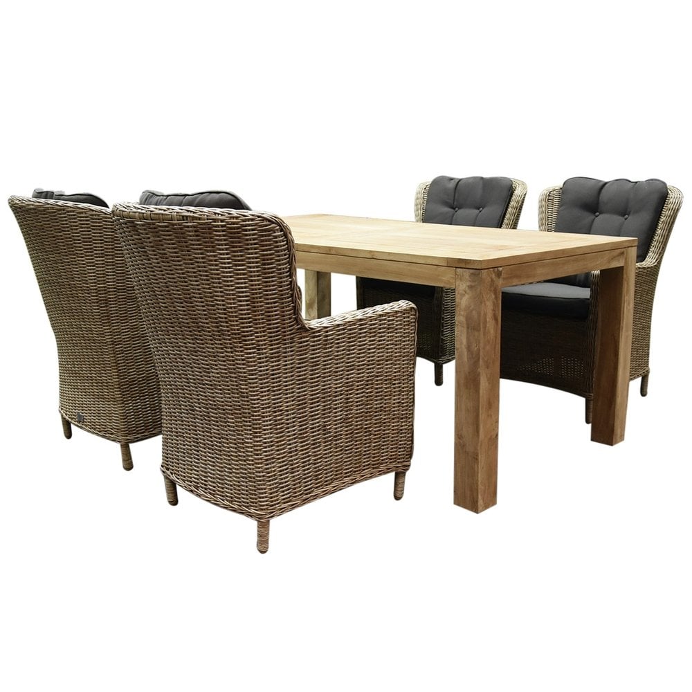 AVH-Collectie Marina Krista dining tuinset 180x95x77,5 cm 5-delig teak AVH-Collectie Marina Krista dining tuinset 180x95x77,5 cm 5-delig teak