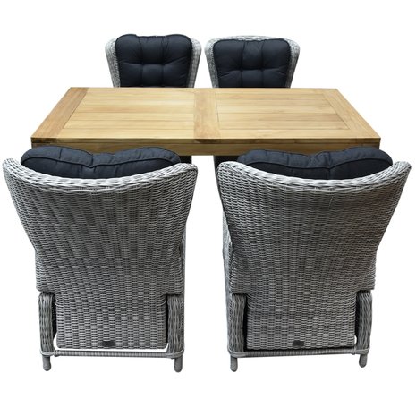 AVH-Collectie Marina lounge Krista dining tuinset 180x95xH77,5 cm 5-delig verstelbaar wit AVH-Collectie Marina lounge Krista dining tuinset 180x95xH77,5 cm 5-delig verstelbaar wit