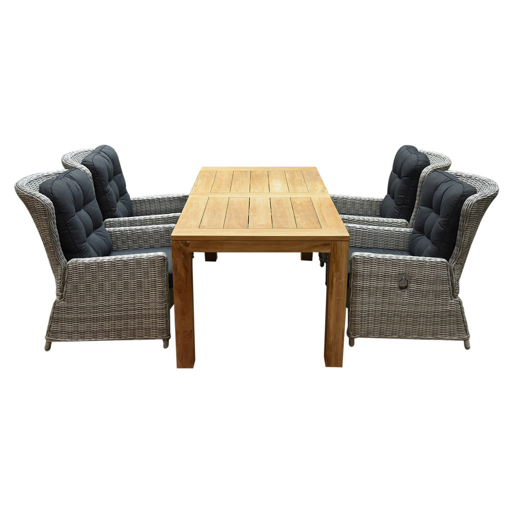 AVH-Collectie Marina lounge Krista dining tuinset 180x95xH77,5 cm 5-delig verstelbaar wit AVH-Collectie Marina lounge Krista dining tuinset 180x95xH77,5 cm 5-delig verstelbaar wit