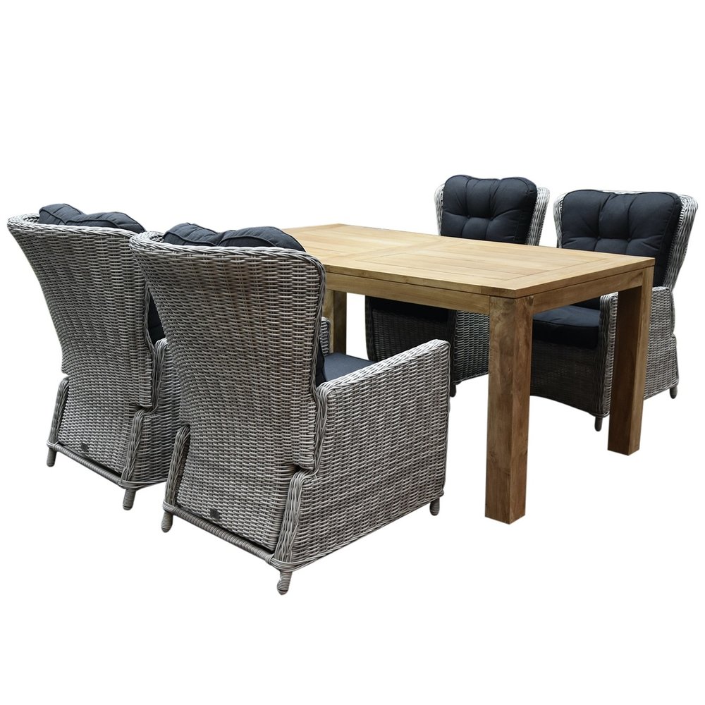 AVH-Collectie Marina lounge Krista dining tuinset 180x95xH77,5 cm 5-delig verstelbaar wit AVH-Collectie Marina lounge Krista dining tuinset 180x95xH77,5 cm 5-delig verstelbaar wit