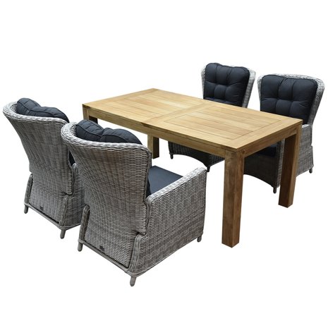 AVH-Collectie Marina lounge Krista dining tuinset 180x95xH77,5 cm 5-delig verstelbaar wit AVH-Collectie Marina lounge Krista dining tuinset 180x95xH77,5 cm 5-delig verstelbaar wit