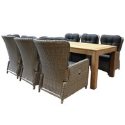 AVH-Collectie Marina lounge Krista dining tuinset 240x100xH77,5  cm 7-delig grijs verstelbaar