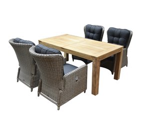 AVH-Collectie Marina lounge Krista dining tuinset 180x95xH77,5 cm 5-delig grijs verstelbaar AVH-Collectie Marina lounge Krista dining tuinset 180x95xH77,5 cm 5-delig grijs verstelbaar