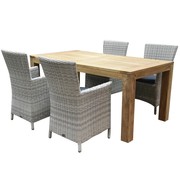 AVH-Collectie Capri Krista dining tuinset 180x95xH77,5 cm 5-delig wit