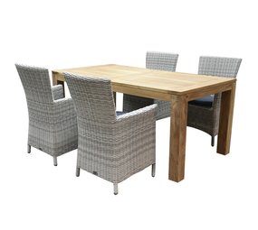 AVH-Collectie Capri Krista dining tuinset 180x95xH77,5 cm 5-delig wit AVH-Collectie Capri Krista dining tuinset 180x95xH77,5 cm 5-delig wit