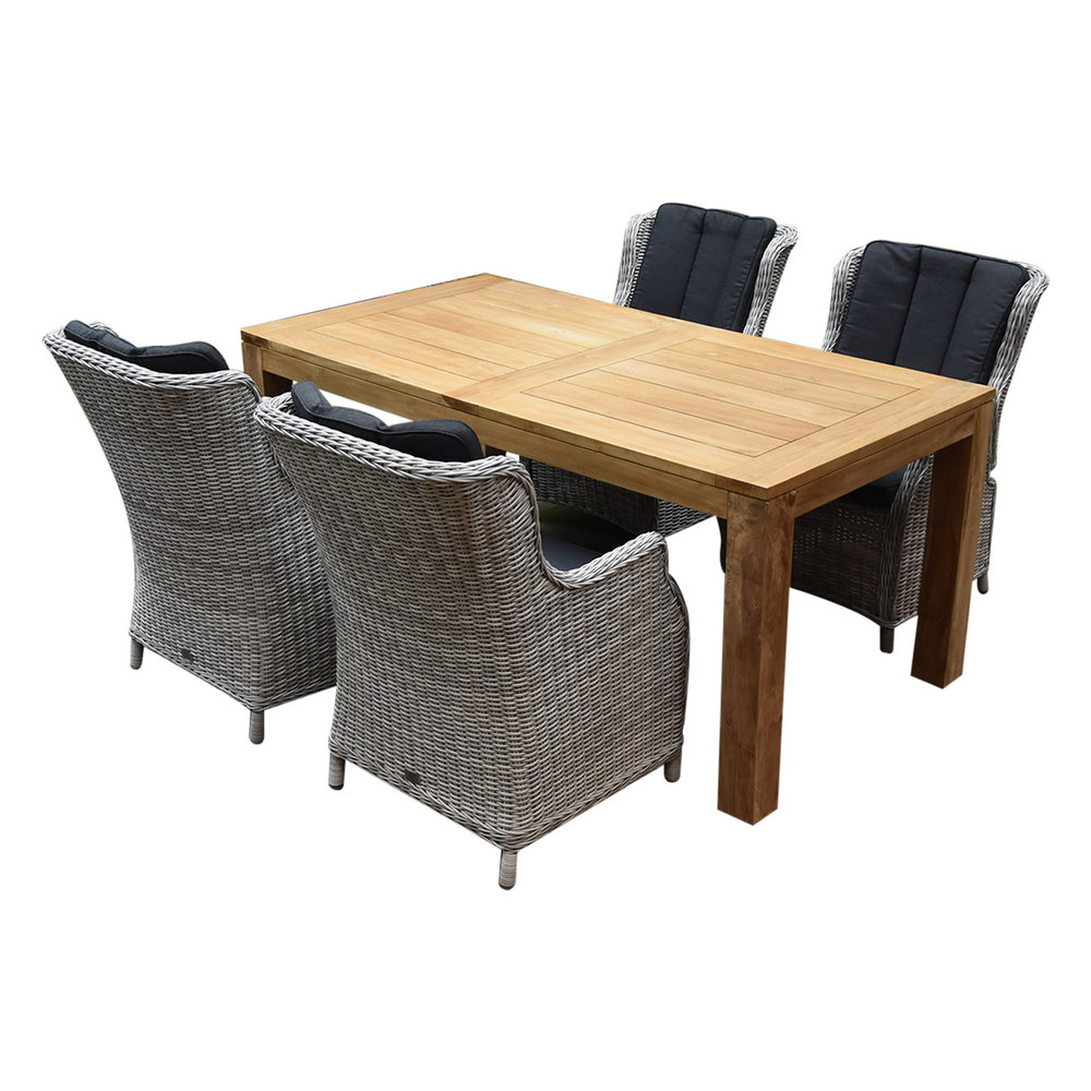 AVH-Collectie Darwin Krista dining tuinset 180x95xH77,5 cm 5-delig wit AVH-Collectie Darwin Krista dining tuinset 180x95xH77,5 cm 5-delig wit