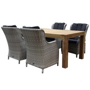 AVH-Collectie Darwin Krista dining tuinset 180x95xH77,5 cm 5-delig wit