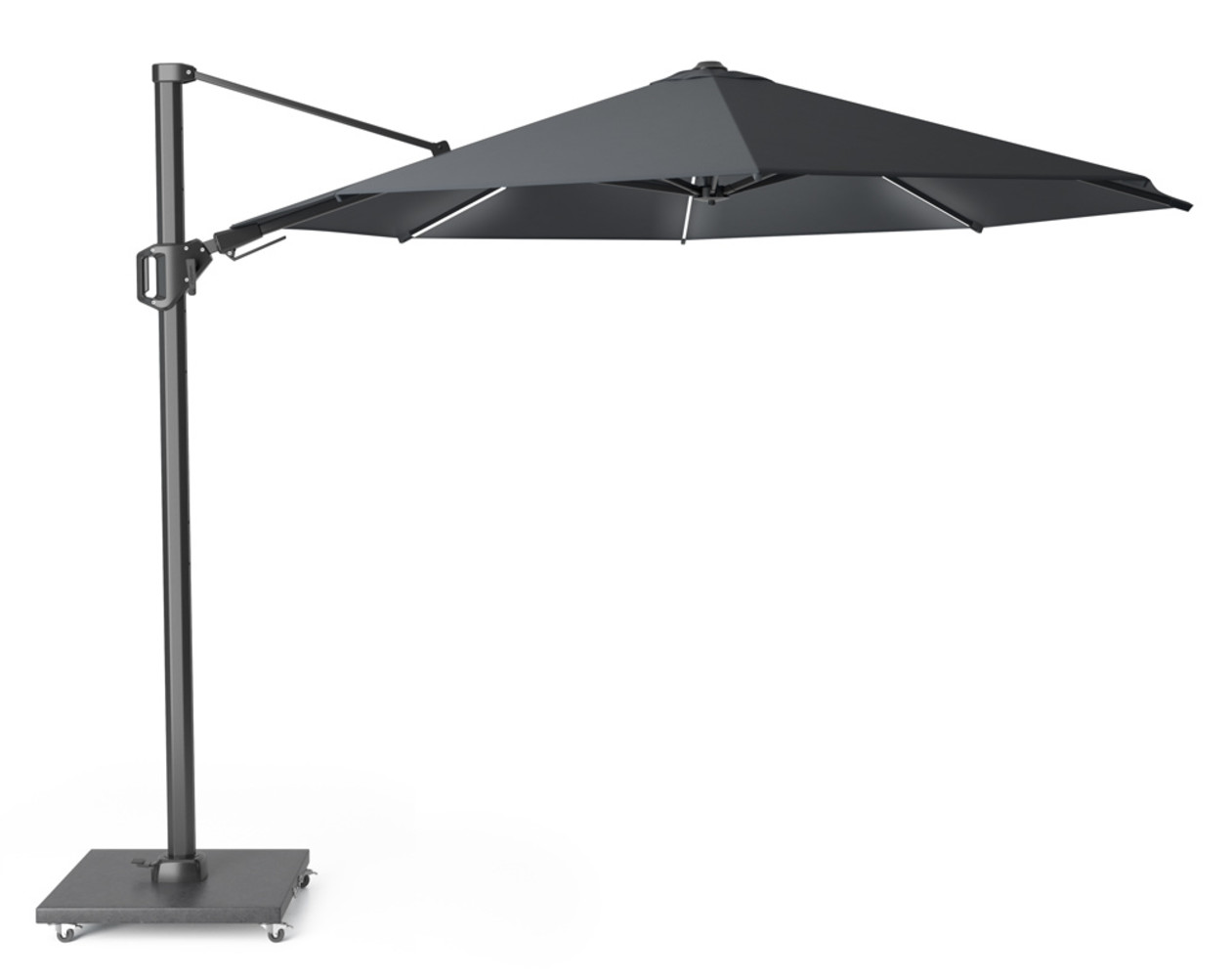Platinum Challenger T2 glow zweefparasol 350 cm rond antraciet Platinum Challenger T2 glow zweefparasol 350 cm rond antraciet