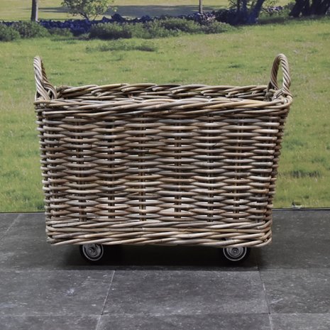 AVH-Collectie Micky rotan mand 60x45xH40 cm rechthoekig met handvatten  en wielen
