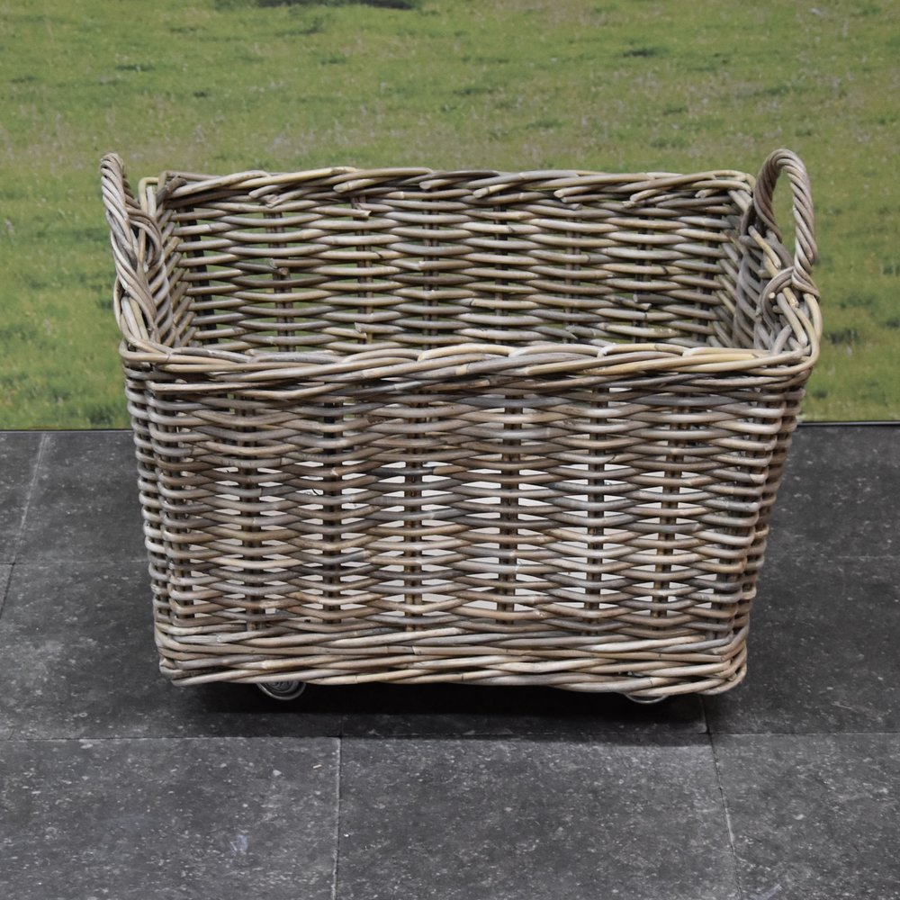 AVH-Collectie Micky rotan mand 60x45xH40 cm rechthoekig met handvatten  en wielen