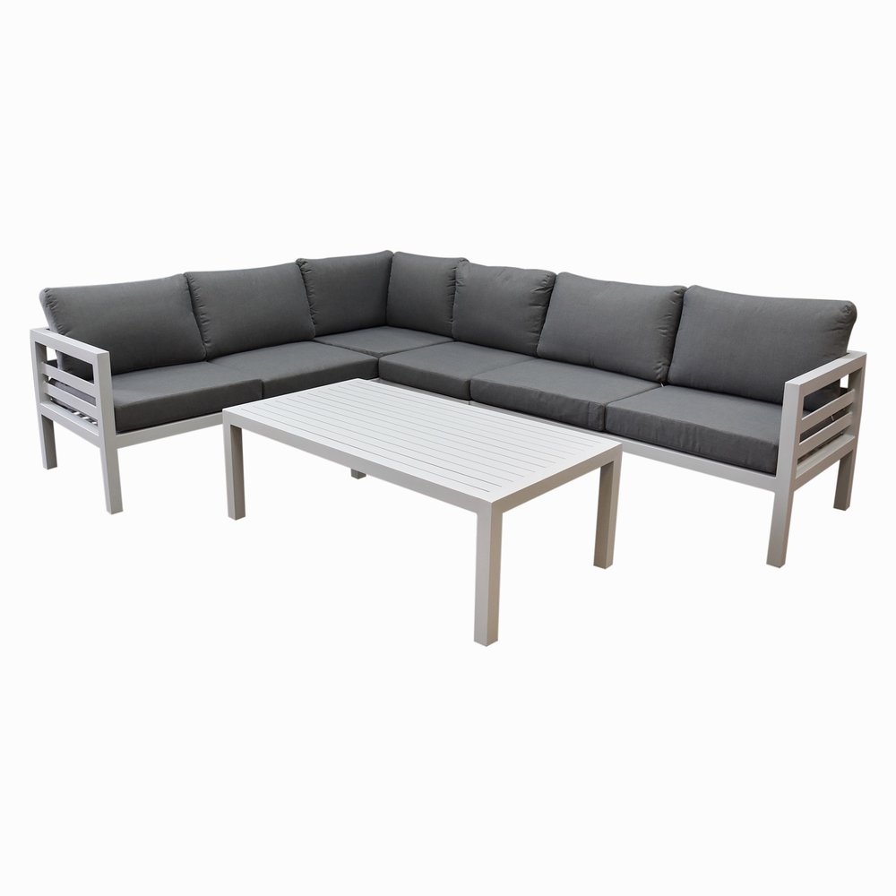 AVH-Collectie Fabri hoek loungeset 5 delig aluminium wit AVH-Collectie Fabri hoek loungeset 5 delig aluminium wit