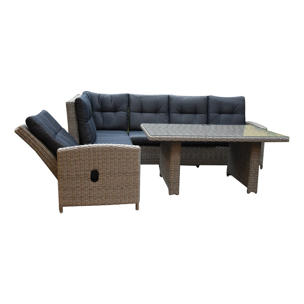 AVH-Collectie San Marino hoek dining loungeset rechts verstelbaar 3-delig wit grijs AVH-Collectie San Marino hoek dining loungeset rechts verstelbaar 3-delig wit grijs