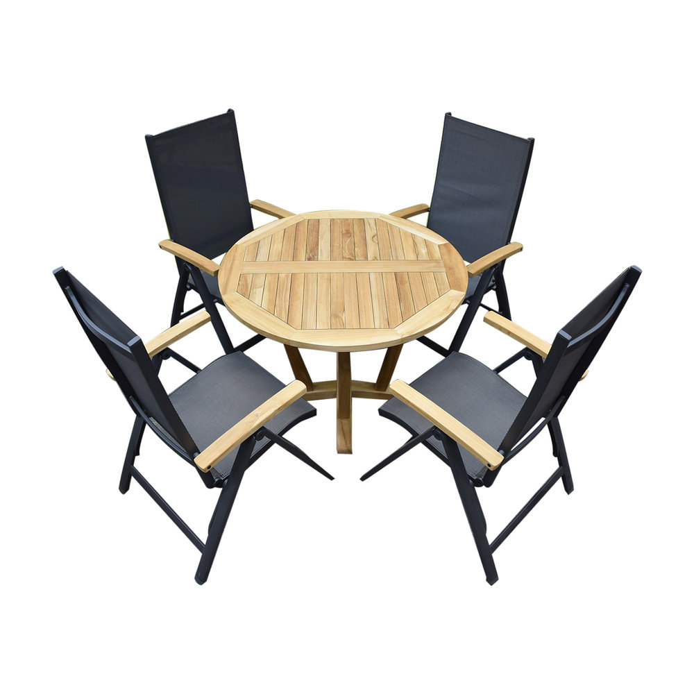 SUNS Celina standenstoel verstelbaar aluminium antraciet met armleuning teak SUNS Celina standenstoel verstelbaar aluminium antraciet met armleuning teak