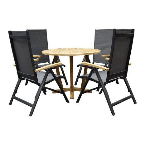 SUNS Celina standenstoel verstelbaar aluminium antraciet met armleuning teak SUNS Celina standenstoel verstelbaar aluminium antraciet met armleuning teak