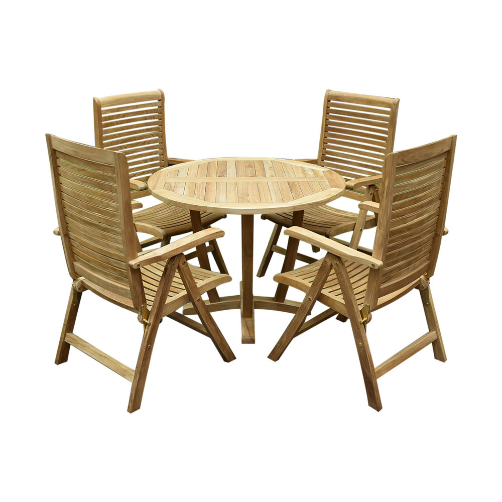 AVH-Collectie Arona legand dining tuinset 120 cm 5 delig teak AVH-Collectie Arona legand dining tuinset 120 cm 5 delig teak