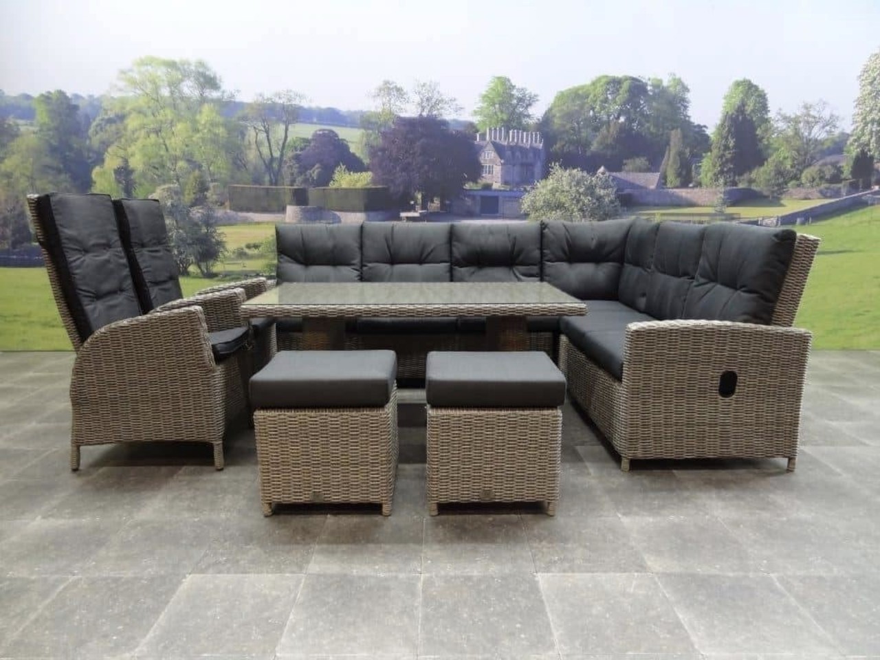 AVH-Collectie San Marino hoek dining loungeset verstelbaar 7-delig  grijs rechts
