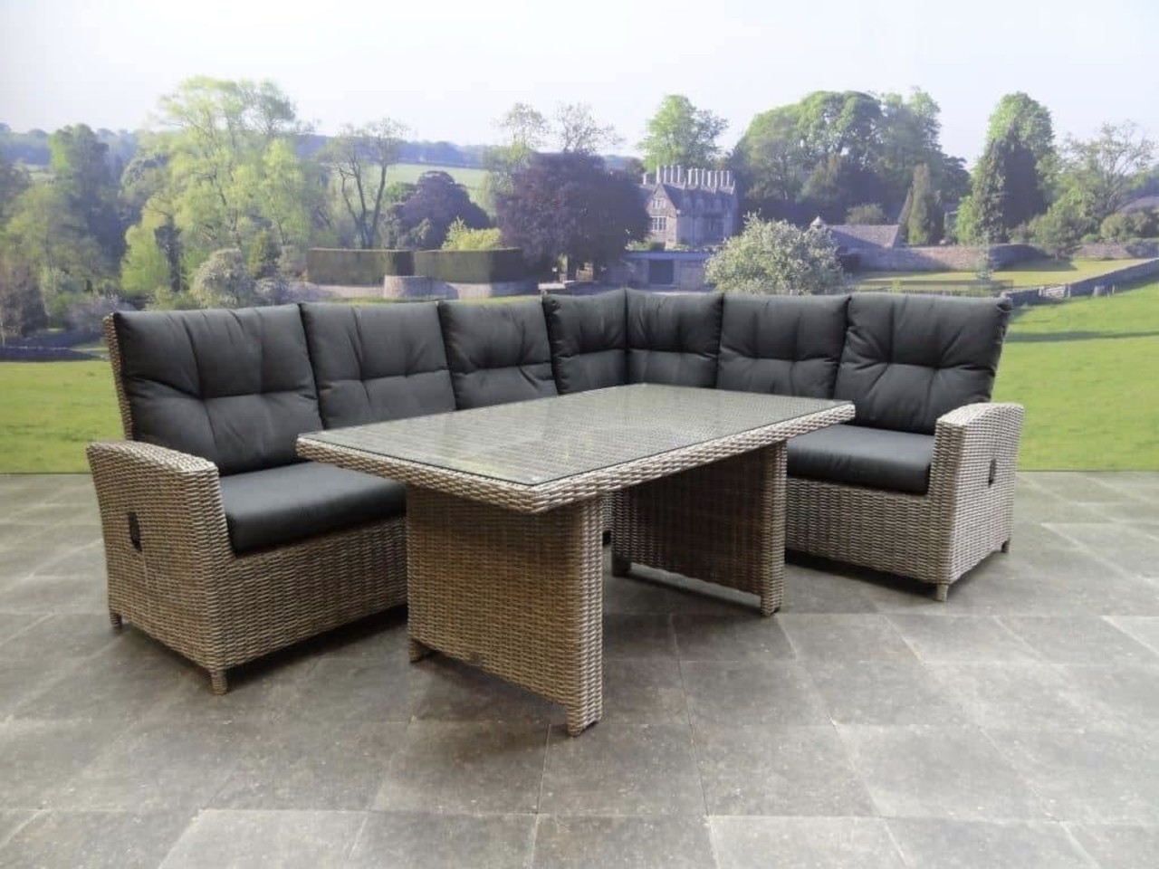 AVH-Collectie San Marino hoek dining loungeset verstelbaar 7-delig  grijs rechts