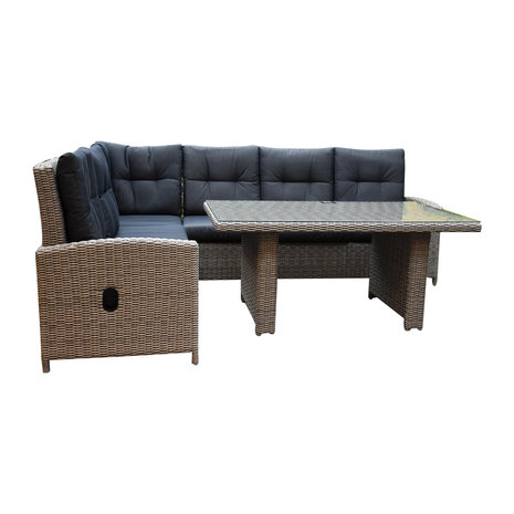 AVH-Collectie San Marino hoek dining loungeset rechts verstelbaar 3-delig grijs AVH-Collectie San Marino hoek dining loungeset rechts verstelbaar 3-delig grijs