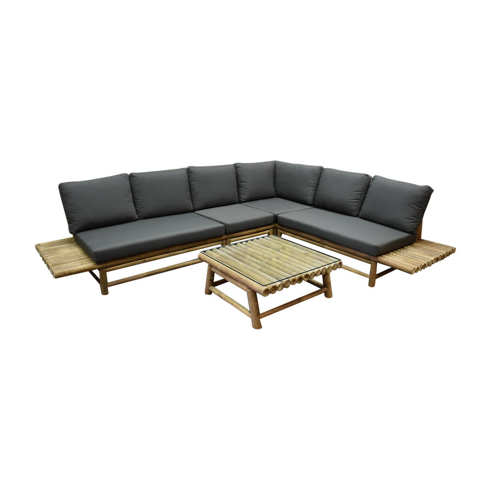 AVH-Collectie Piton hoek loungeset 5 delig bamboe AVH-Collectie Piton hoek loungeset 5 delig bamboe