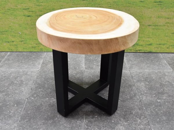 AVH-Collectie Boomstamtafel met gepoedercoat RVS poten 50xH47 cm rond - bladdikte 6 cm AVH-Collectie Boomstamtafel met gepoedercoat RVS poten 50xH47 cm rond - bladdikte 6 cm