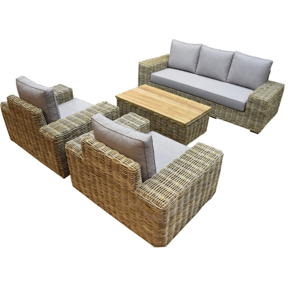 AVH-Collectie Otava stoel-bank loungeset 4-delig naturel rotan