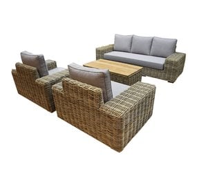 AVH-Collectie Otava stoel-bank loungeset 4-delig naturel rotan