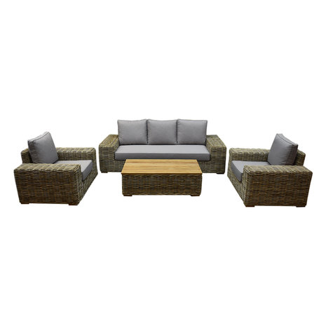 AVH-Collectie Otava stoel-bank loungeset 4-delig naturel rotan