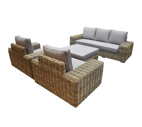 AVH-Collectie Otava stoel bank loungeset 4-delig naturel rotan